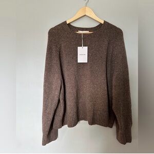Everlane Women's Cashmere Taupe Brown Donegal Boxy Crew Neck Sweater NWT